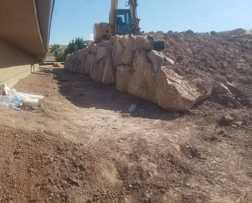 Fill dirt and retaining wall in St. George